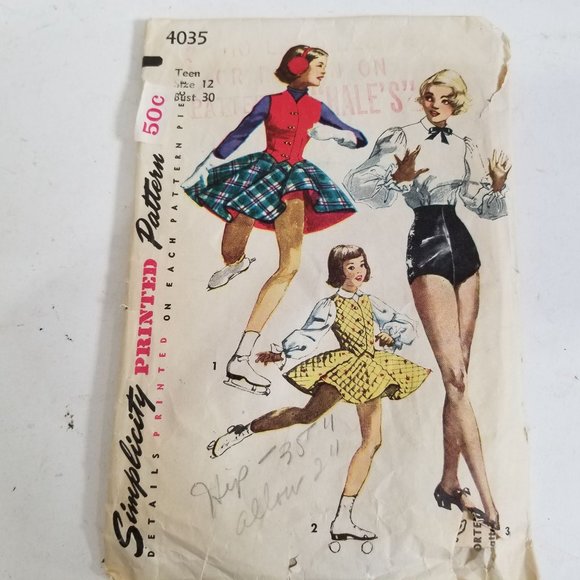 Vintage Costume High Waisted Bottom Trunk Only Simplicity 4035 Teen Size 12 Cut - Picture 1 of 6